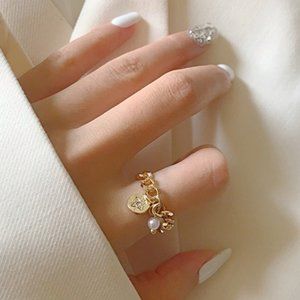 ♠️ NEW Statement Gold Ring with Pearl